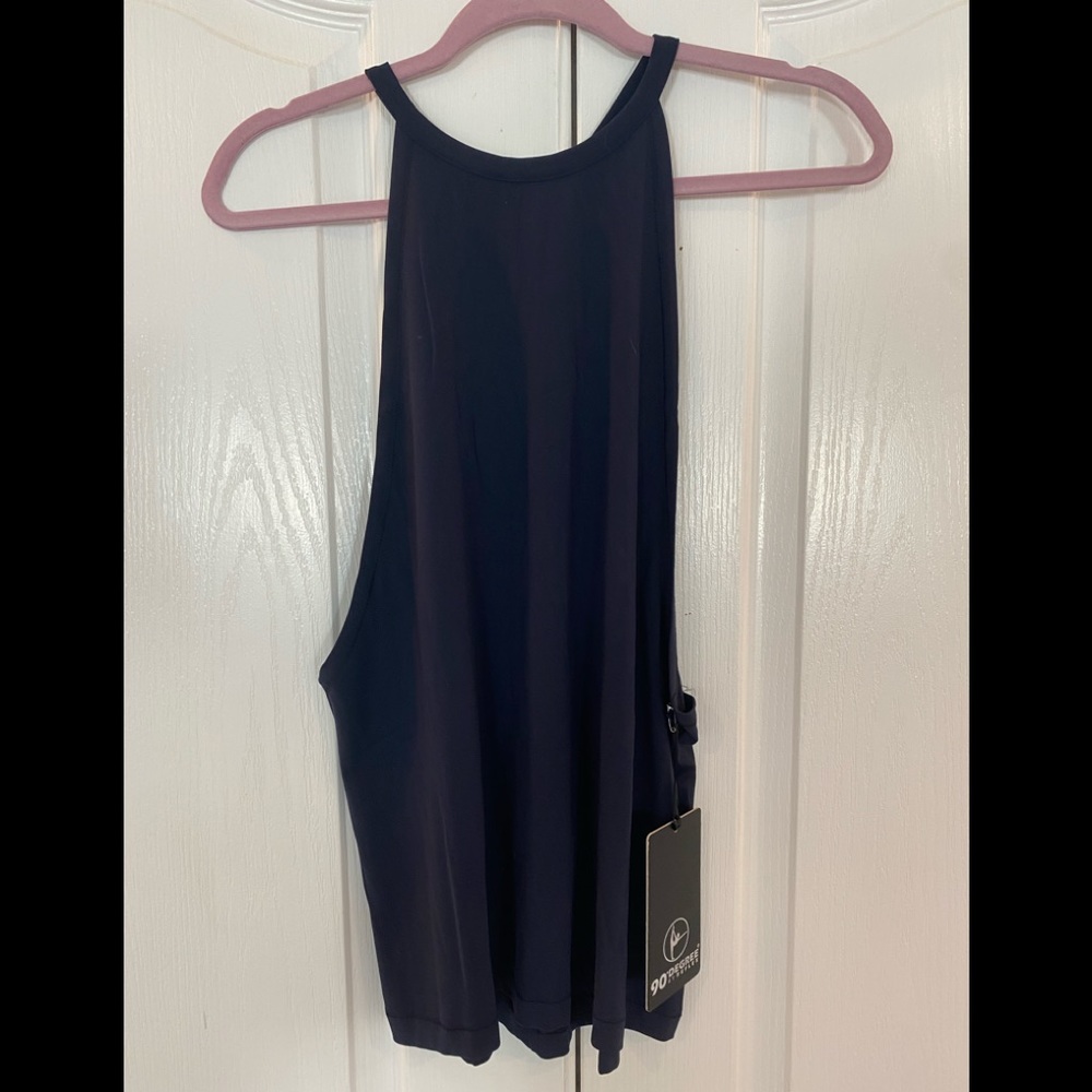 Navy Open Back Athletic Tank